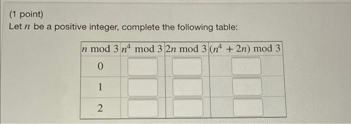 Solved (1 point) Let n be a positive integer, complete the | Chegg.com