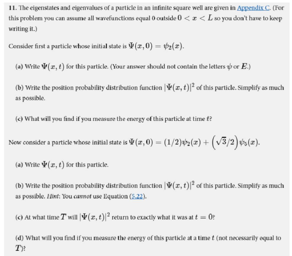Solved The eigenstates and eigenvalues of a particle in an | Chegg.com