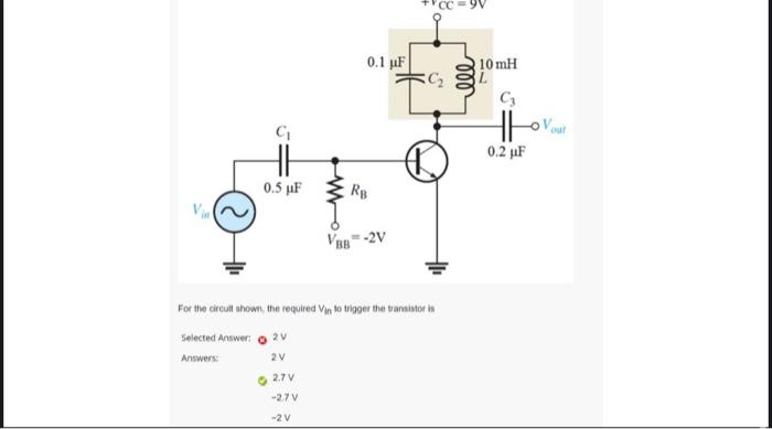 Solved For the dircull ahown, the required Vin to thigger | Chegg.com