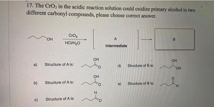 Solved 17 The Croz In The Acidic Reaction Solution Could 9038