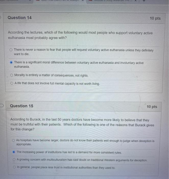 Solved by die Question 14 10 pts According the lectures, | Chegg.com