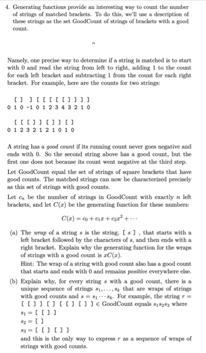 4. Generating functions provide an interesting way to | Chegg.com