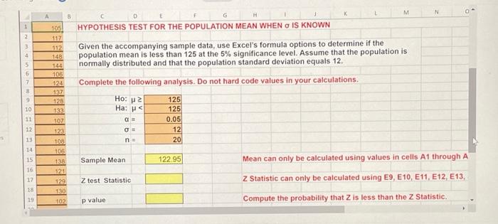 Solved Given the accompanying sample data, use Excel's | Chegg.com