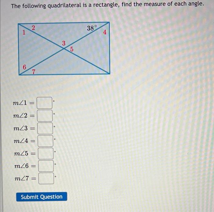 Solved The Following Quadrilateral Is A Rectangle, Find The | Chegg.com