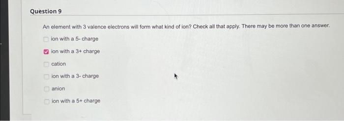 Solved An Element With 3 Valence Electrons Will Form What