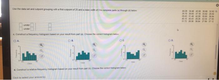 Solved Use the data set and cutpoint grouping with a first | Chegg.com
