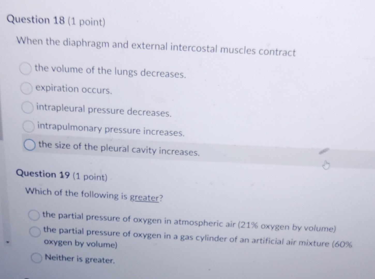Solved When the diaphragm and external intercostal muscles | Chegg.com