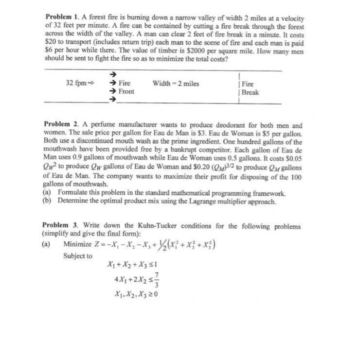 Solved Problem 1. A Forest Fire Is Burning Down A Narrow | Chegg.com