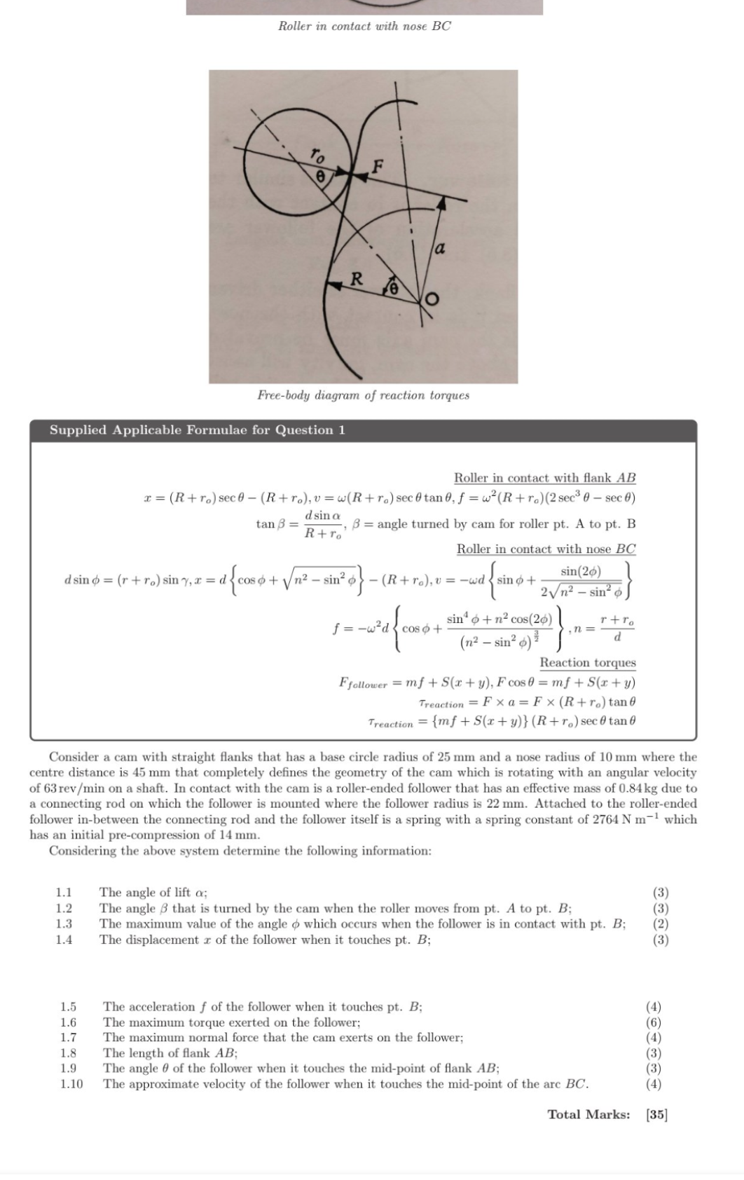 Consider the diagram of a cam with straight flanks | Chegg.com