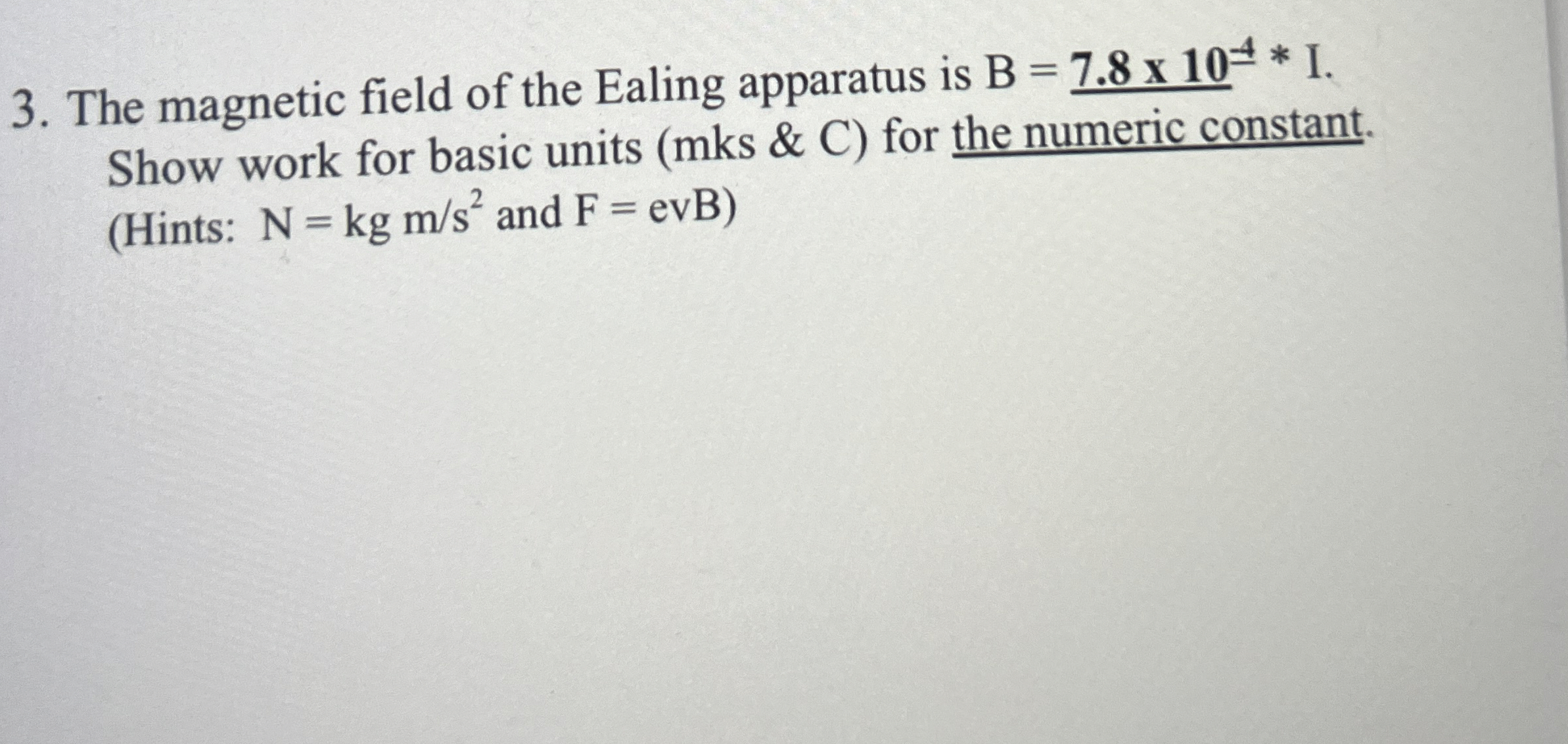 Solved Show work for basic units (mks & C) ﻿for the numeric | Chegg.com
