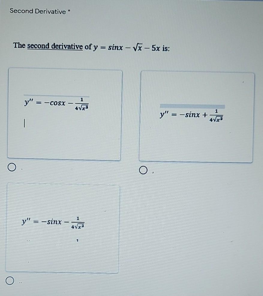 second derivative of 1 cosx