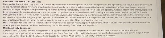 Solved Riverbend Orthopedic Mini Case Study Riverbend | Chegg.com