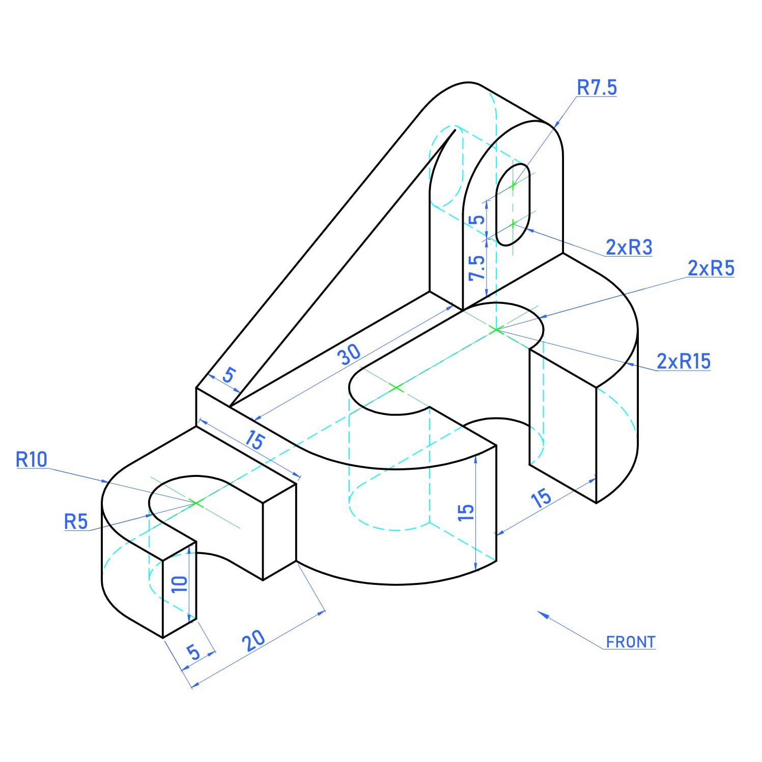 Solved Orthographic drawing of this | Chegg.com