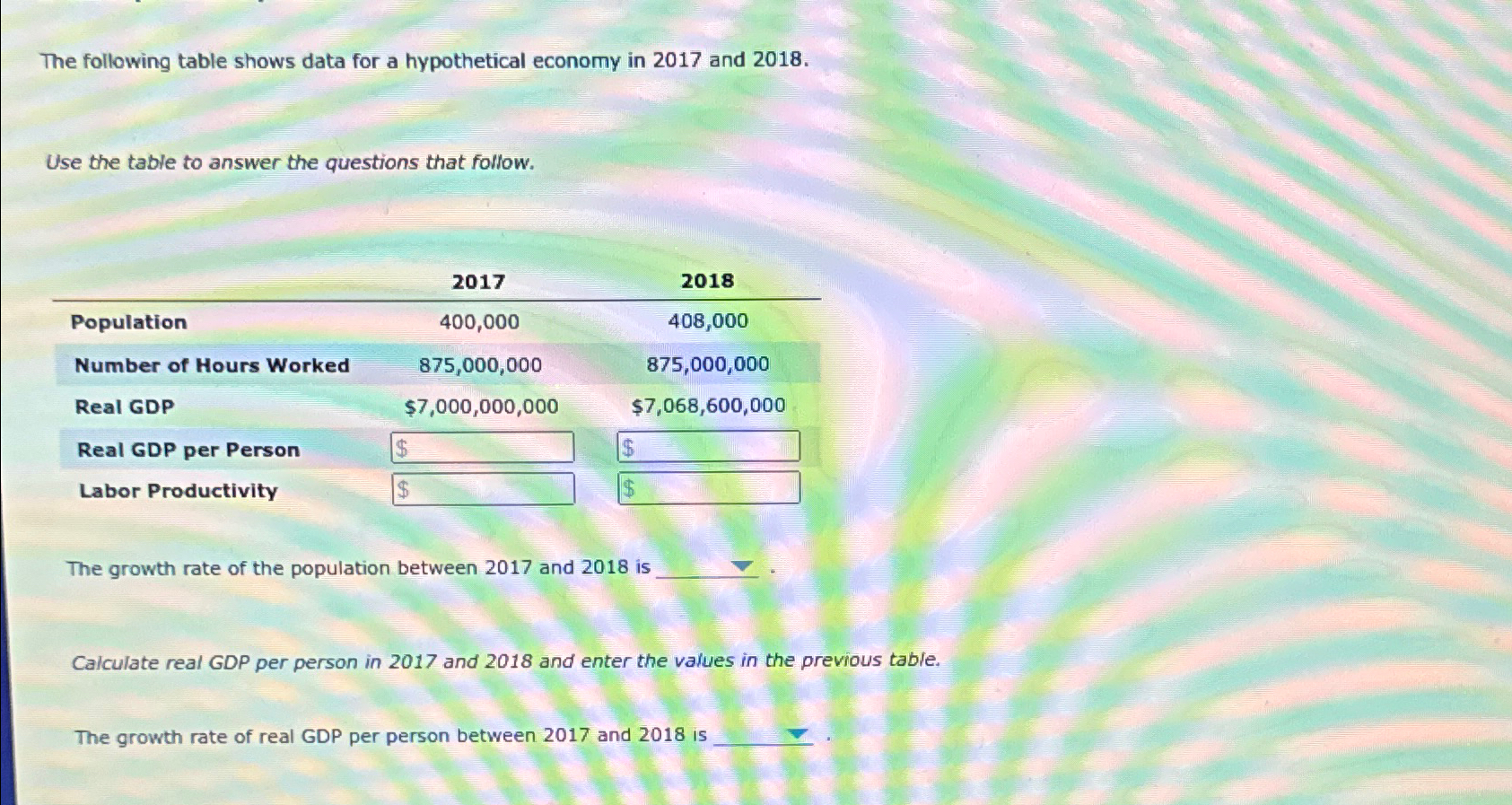 Solved The following table shows data for a hypothetical | Chegg.com