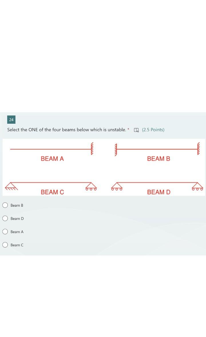 Solved Select The ONE Of The Four Beams Below Which Is | Chegg.com