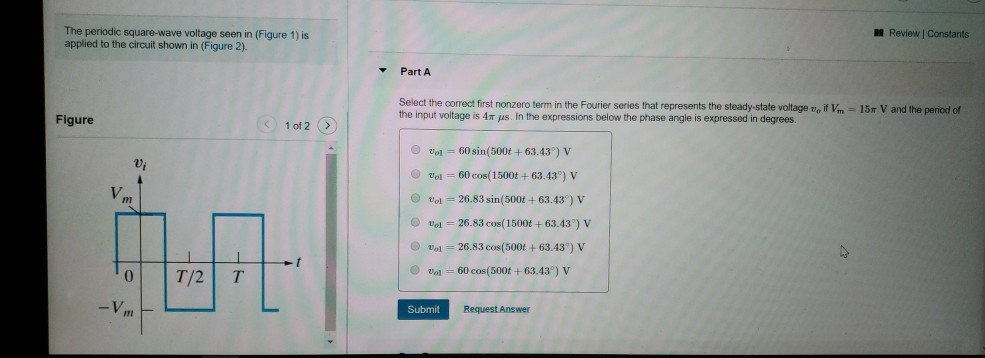 Solved The periodic square-wave voltage seen in (Figure 1) | Chegg.com