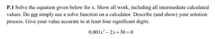 Solved P.1 Solve the equation given below for x. Show all | Chegg.com