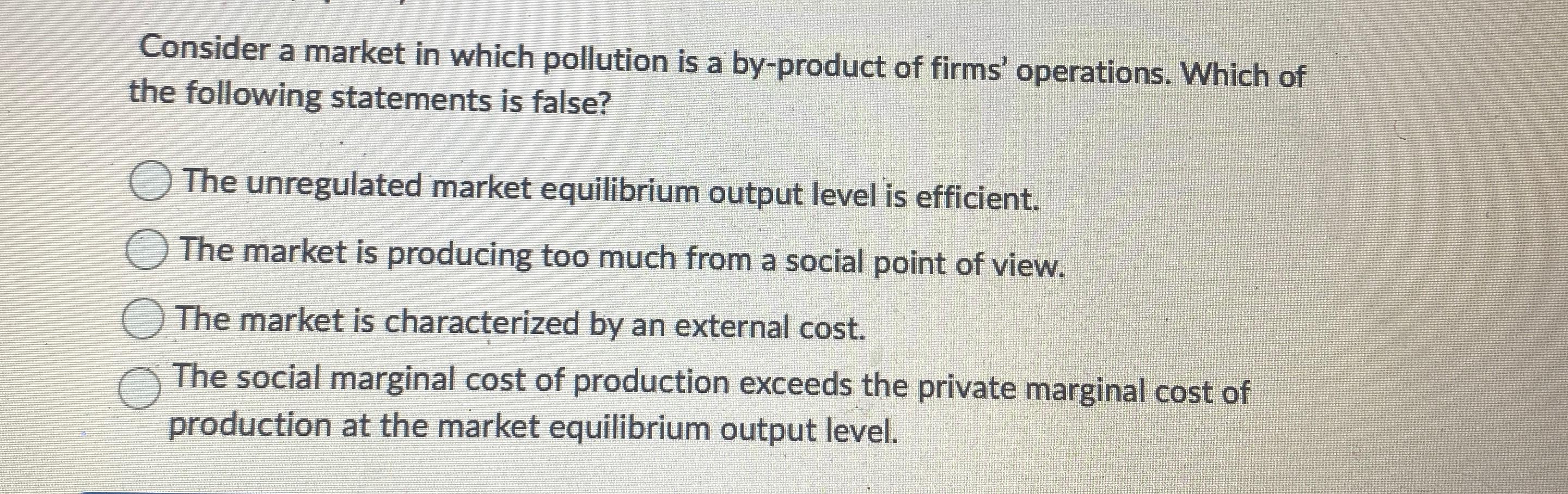 Solved Consider A Market In Which Pollution Is A By Product Chegg Com   Image