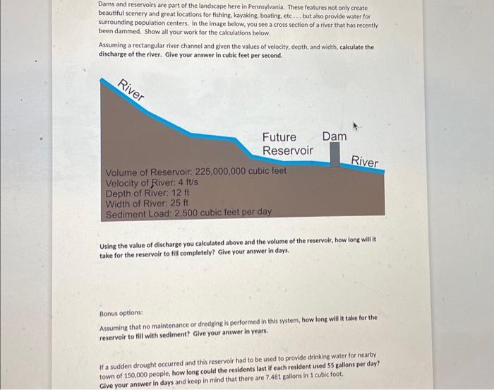 dam reservoir critical thinking answers