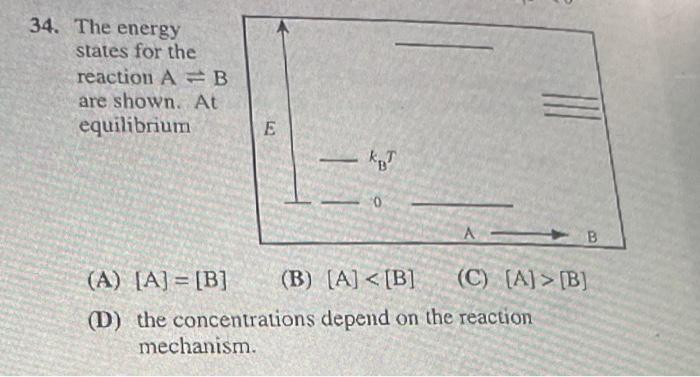 Solved 34. The Energy States For The Reaction A⇌B Are Shown. | Chegg.com