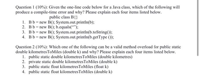 Solved Question 1 (10%): Given the one-line code below for a | Chegg.com