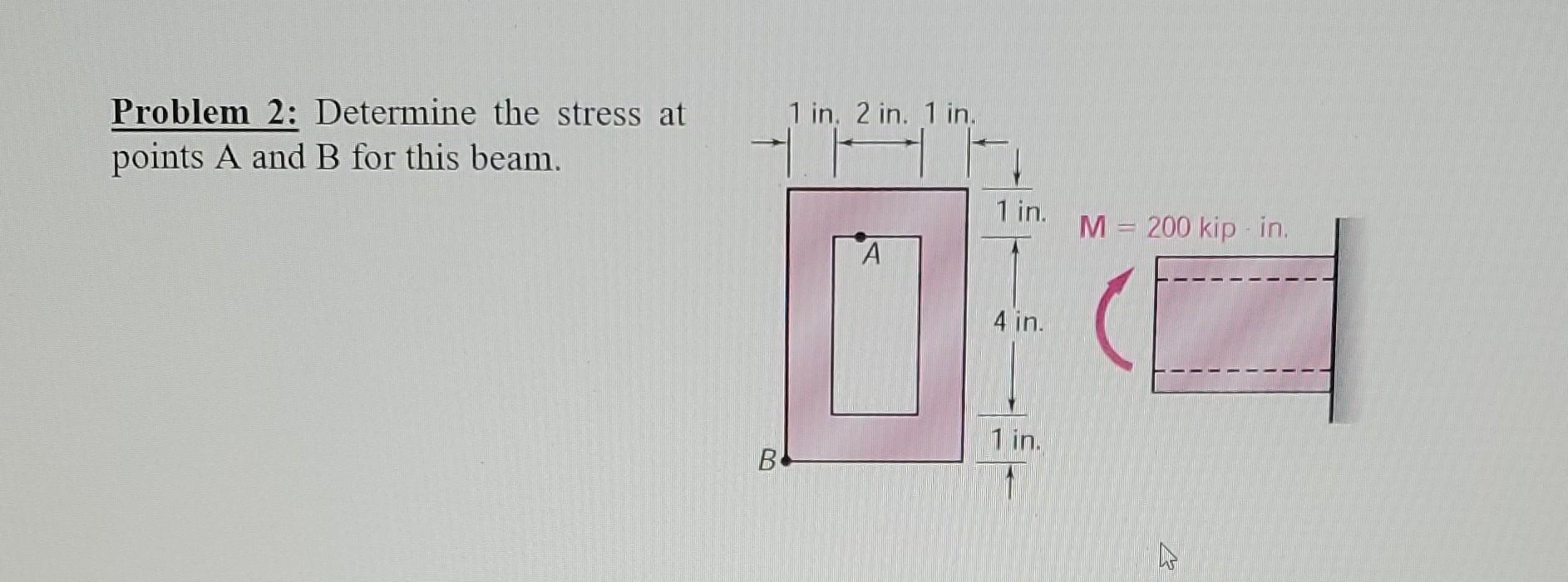 Solved Problem 2: Determine the stress at points A and B for | Chegg.com