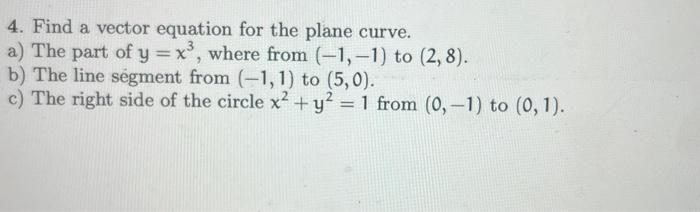 Solved 4. Find a vector equation for the plane curve. a) The | Chegg.com