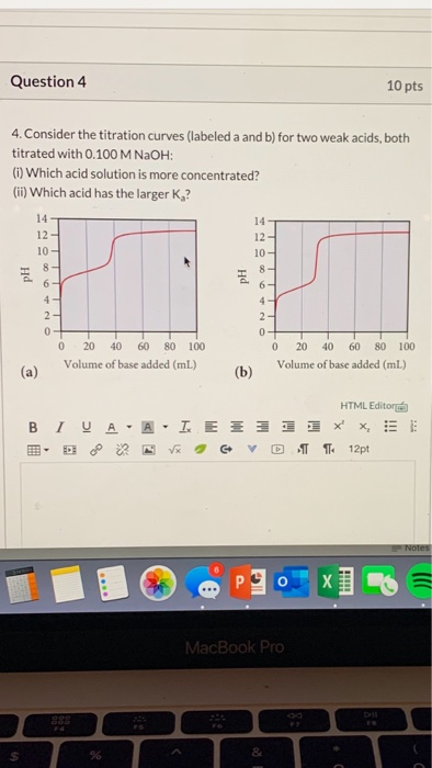Solved Question 4 10 pts 4. Consider the titration curves | Chegg.com