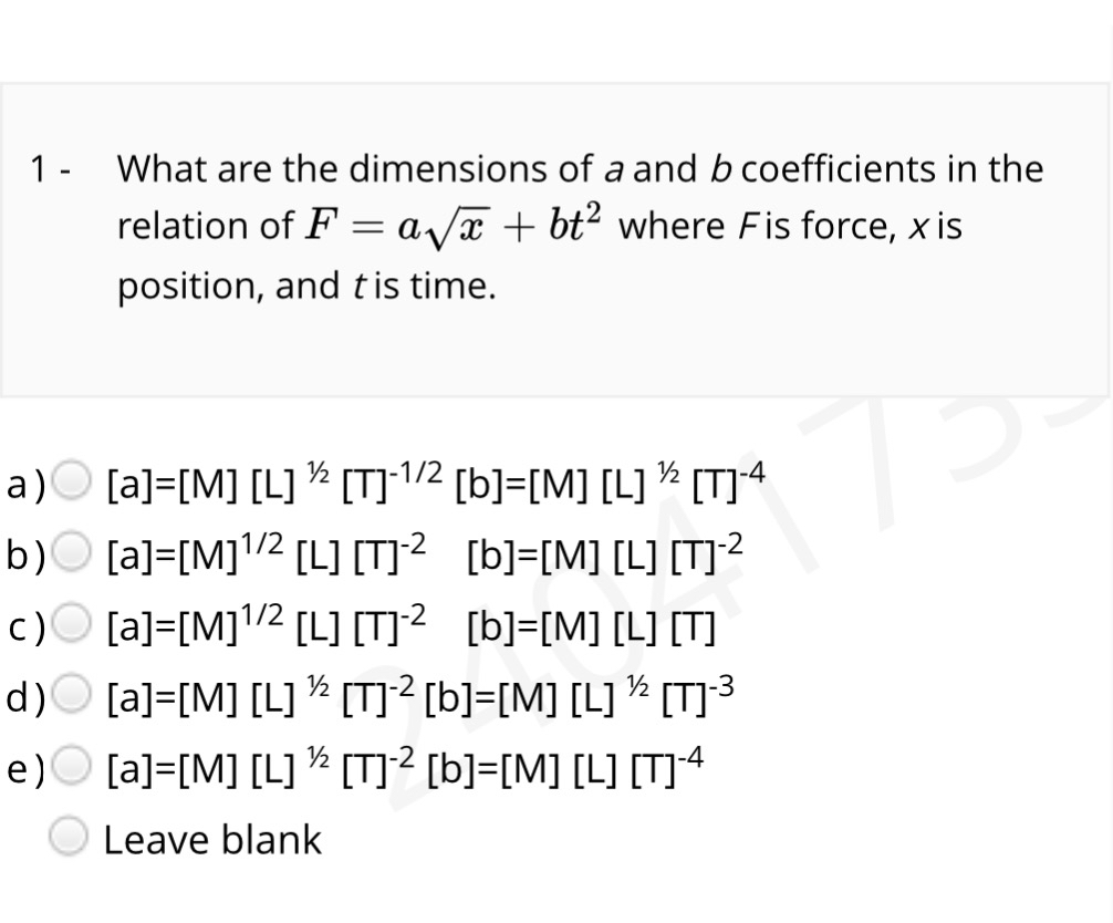 Solved 1 - ﻿What are the dimensions of a and b ﻿coefficients | Chegg.com