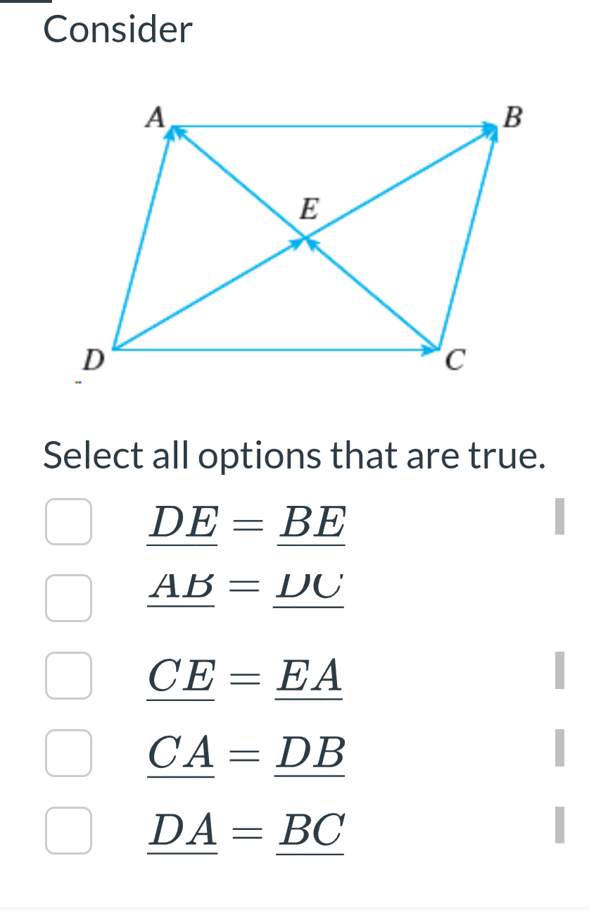 ConsiderSelect all options that are | Chegg.com