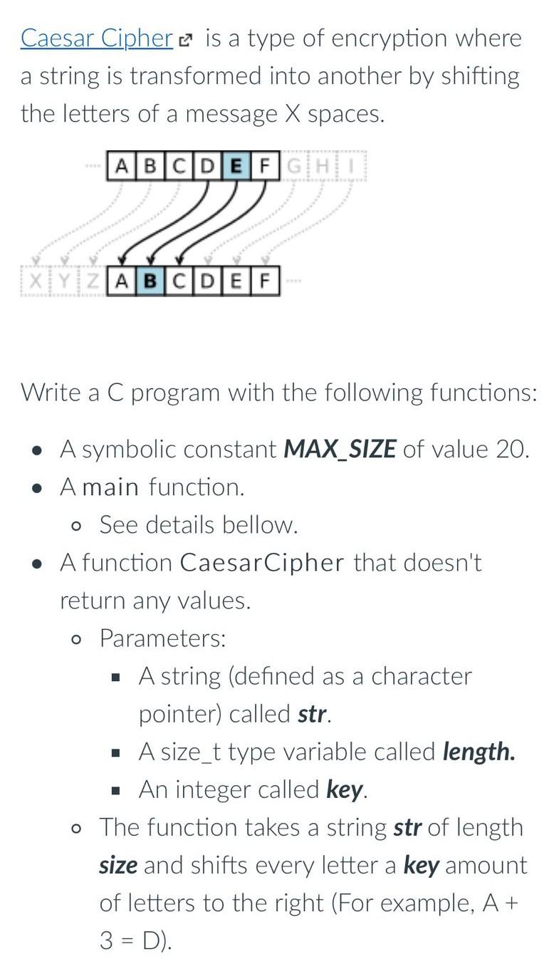 Solved Caesar Cipher is a type of encryption where a string | Chegg.com