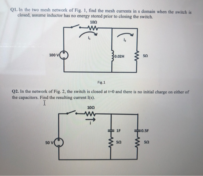 Solved 01. In the two mesh network of Fig. 1, find the mesh | Chegg.com