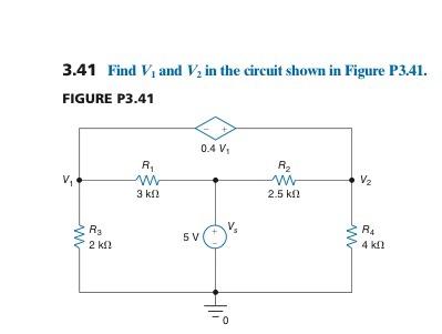 Solved 3.41 Find V1 and V2 in the circuit shown in Figure | Chegg.com