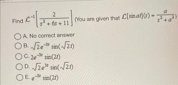 Solved calz=st -1 2) + a Find L 2 (You are given that | Chegg.com