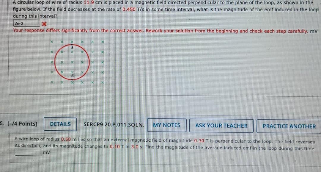 Solved A circular loop of wire of radius 11.9 cm is placed | Chegg.com