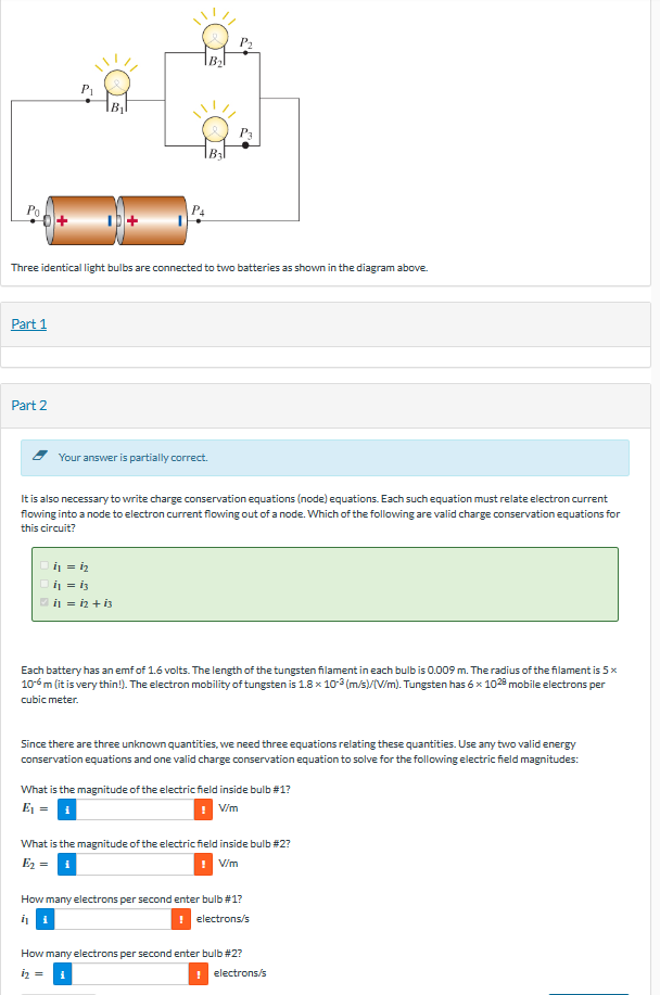 Solved Three identical light bulbs are connected to two | Chegg.com