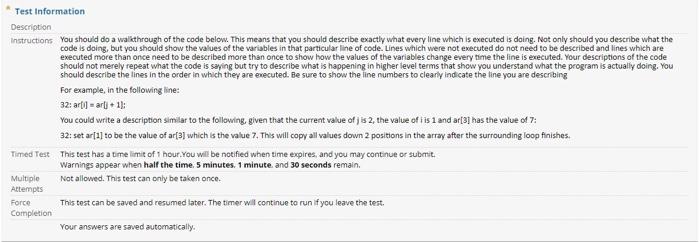 Solved Test Information Description Instructions You should | Chegg.com