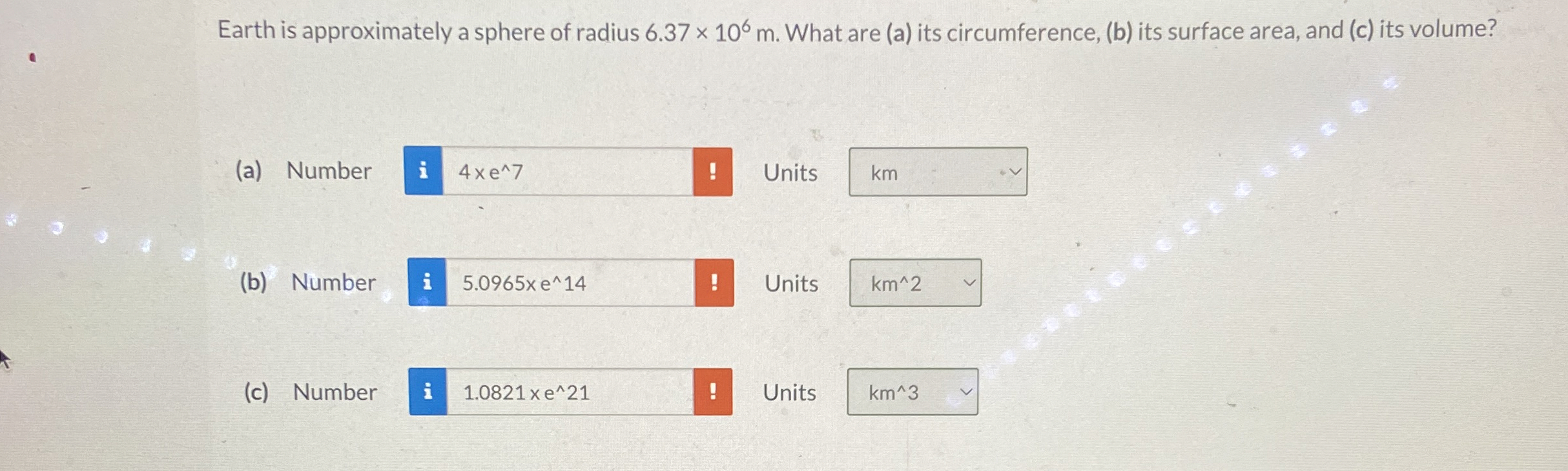 Solved How to solve Earth is approximately a sphere of | Chegg.com