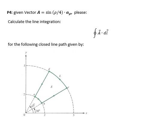 Solved P4: given Vector A=sin(ρ/4)⋅aρ, please: Calculate the | Chegg.com