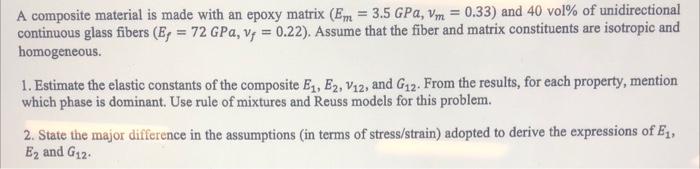 Solved A composite material is made with an epoxy matrix | Chegg.com