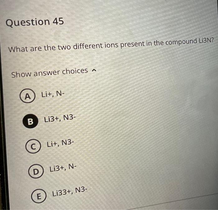 Solved What are the two different ions present in the | Chegg.com