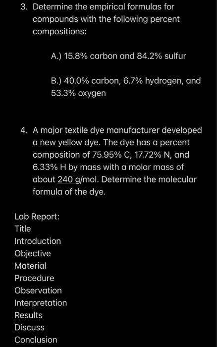 Solved 1. An Unknown Compound Is Found To Contain 40.0% | Chegg.com