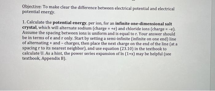 Solved Objective: To make clear the difference between | Chegg.com