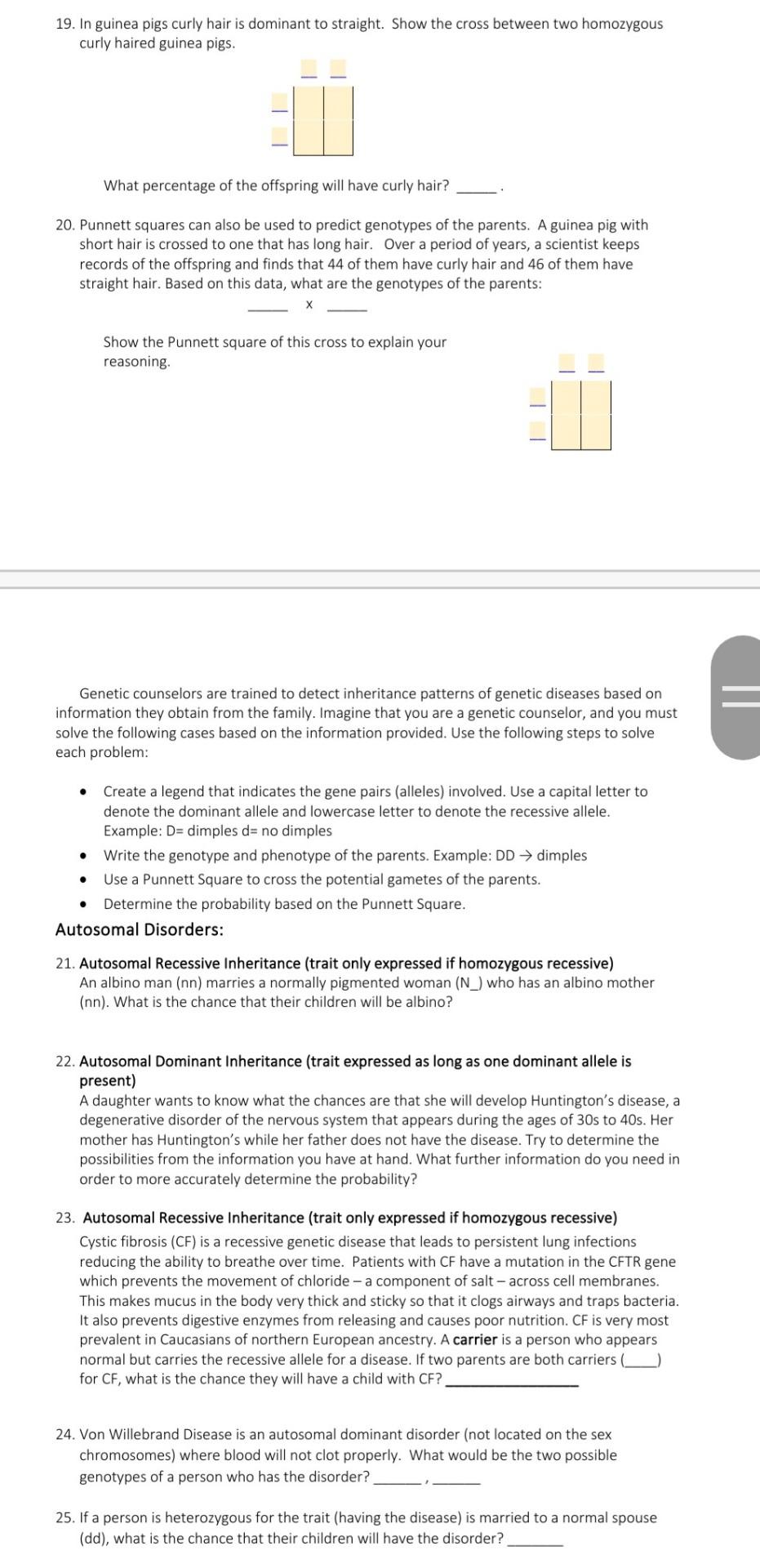 Solved 19. In guinea pigs curly hair is dominant to | Chegg.com