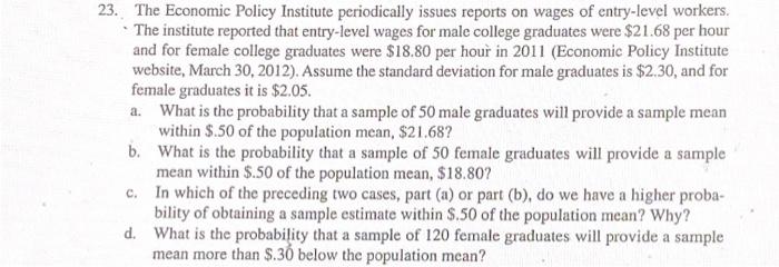 Solved 23. The Economic Policy Institute periodically issues | Chegg.com