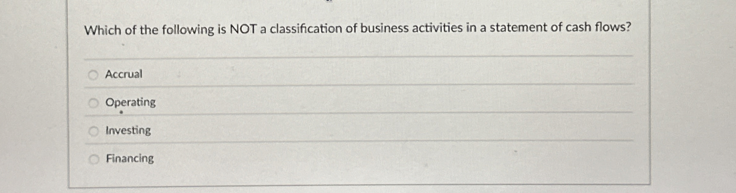 Solved Which Of The Following Is Not A Classification Of Chegg Com