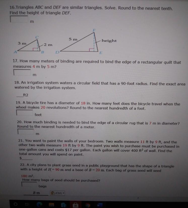 Solved 16. Triangles ABC and DEF are similar triangles. | Chegg.com