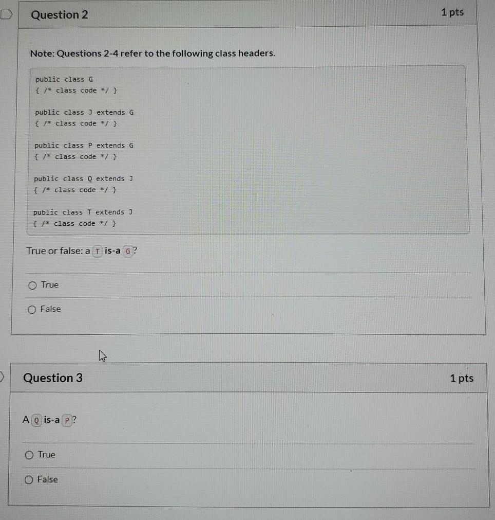 Solved Question 2 1 pts Note: Questions 2-4 refer to the | Chegg.com