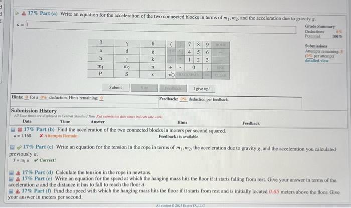 Solved (10\%) Problem 6: Two blocks are connected by a | Chegg.com