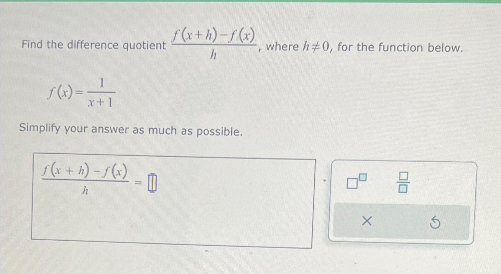 Solved find the difference quotient f x h f x h where chegg